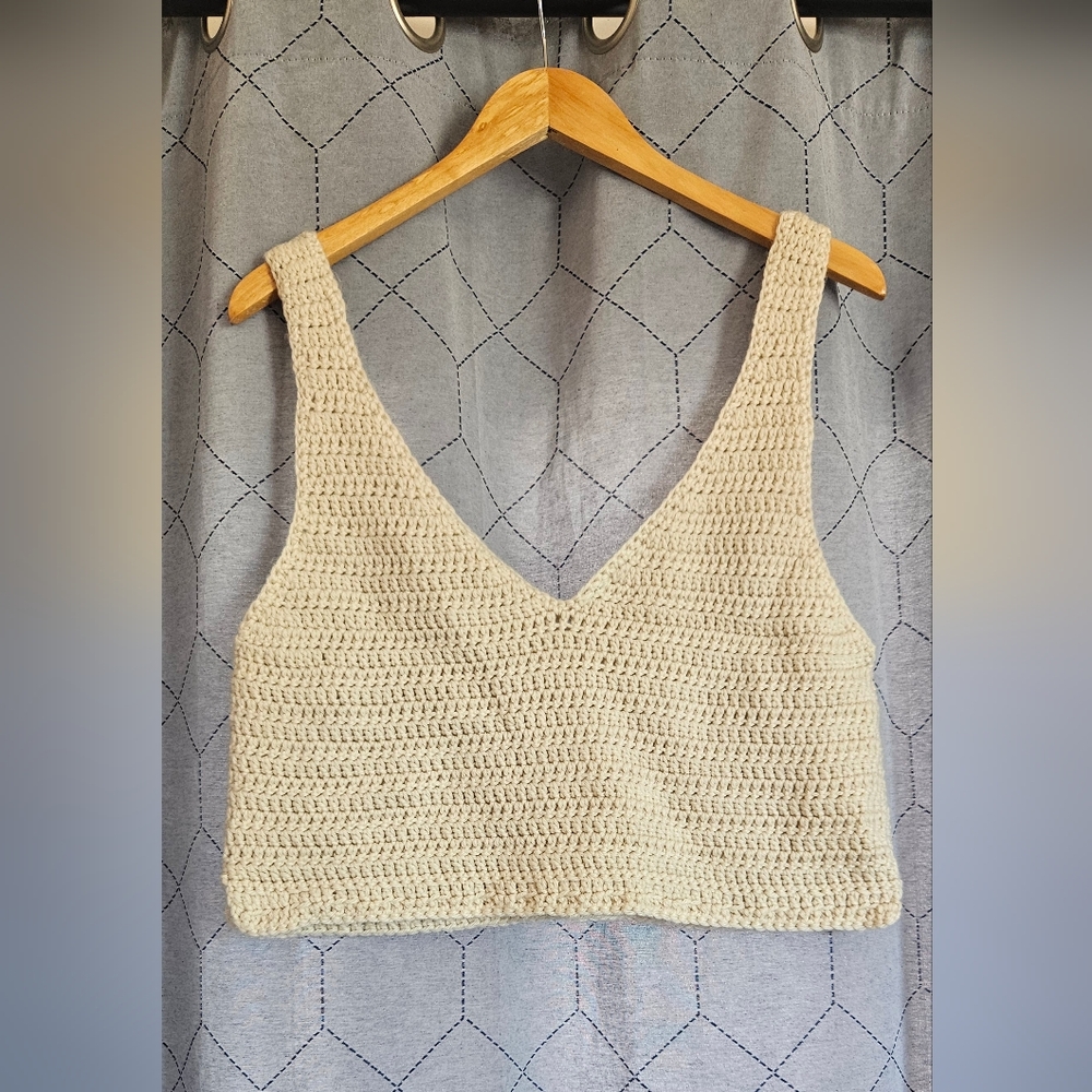Cream Crochet Women's Top